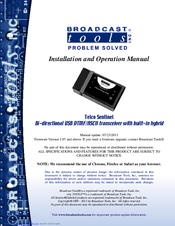 Broadcast Tools Telco Sentinel Installation And Operation Manual