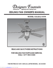 Designers Fountain 52LA2L5-AVW Owner's Manual