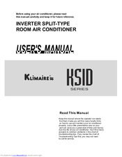Klimaire KSID series User Manual