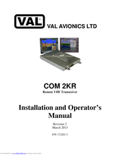 VAL Avionics COM 2KR Installation And Operator's Manual
