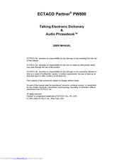 ECTACO Partner PW800 User Manual