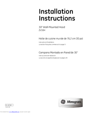 GE Monogram ZV30HS Installation Instructions Manual