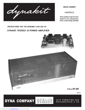 Dynakit Stereo 35 Instructions For Assembly And Use