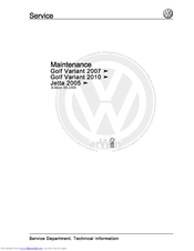 Volkswagen Golf Variant 2007 Maintenance Manual