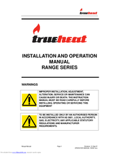 Trueheat Trueheat Range Series Installation And Operation Manual