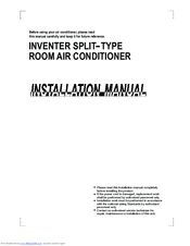 North American INVENTER SPLIT-TYPE ROOM AIR CONDITIONER Installation Manual