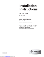 GE Monogram ZV755 Installation Instructions Manual