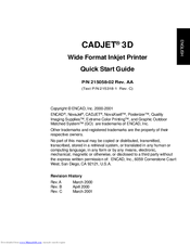 Encad CADJET 3D Quick Start Manual