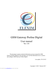 Elexim GSM Gateway Proline Digital User Manual