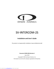 Dynon Avionics SV-INTERCOM-2S Installation And User Manual
