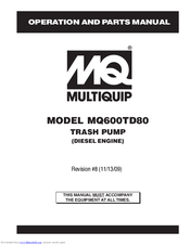 MULTIQUIP MQ600TD80 Operation And Parts Manual