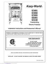 Kozy-World EF5109 Installation Instructions And Homeowner's Manual