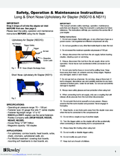 Rowley NS11 Operating & Maintenance Instructions
