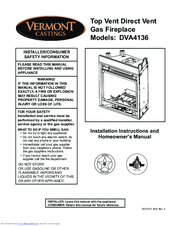 Vermont Castings TrimWorks DVA4136 Installation Instructions And Homeowner's Manual