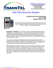 TransTel Communications G1E Plus Programming & User Instructions