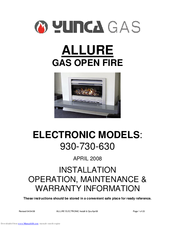 Yunca Gas ALLURE 930-730-630 Installation & Operation Manual