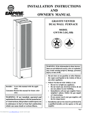 Empire GWT-50-2RB Installation Instructions And Owner's Manual