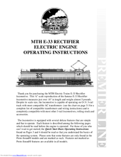 M.T.H. Premier E33 Electric Engine Operating Instructions Manual