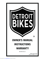 Detroit Bikes Bicycle Owner's Manual