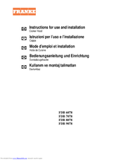 Franke FDB 9078 SIL-K Instructions For Use And Installation