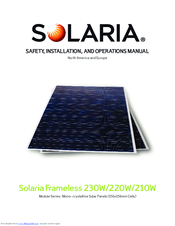 Solaria 210W Safety, Installation, And Operation Manual