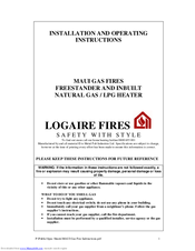 LOGAIRE FIRES MAUI Installation And Operating Instructions Manual