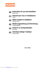 Franke FGL 904 I Instructions For Use And Installation
