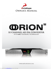 Antelope Orion 32 Owner's Manual