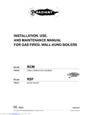 Radiant RSF Installation, Use And Maintenance Manual