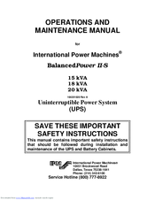 IPM BalancedPower II-S 15 kVA Operation And Maintenance Manual