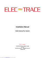 elec-trace Cable Heating Floor System Installation Manual