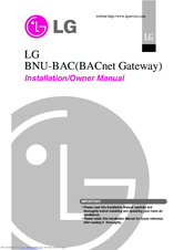 LG BNU-BAC Installation & Owner's Manual