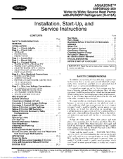 Carrier AQUAZONE 50PSW036-360 Installation And Service Instructions Manual