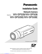 Panasonic WV-SP509E Installation Manual