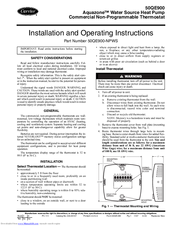 Carrier Aquazone 50QE900-NPWS Installation And Operating Instructions