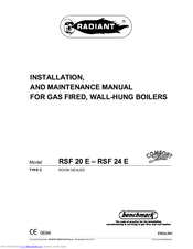 Radiant RSF 20 E Installation And Maintenance Manual