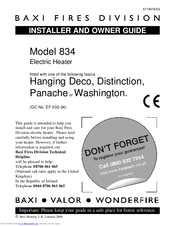 Baxi Fires Division 834 Installer And Owner Manual
