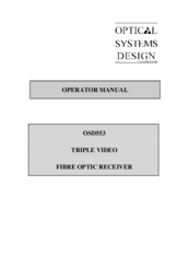 Optical Systems OSD553 Operator's Manual