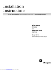 Monogram ZDWT240 Installation Instructions Manual