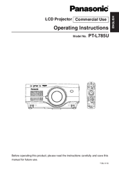 Panasonic PTL785U - LCD PROJECTOR UNIT Operating Instructions Manual