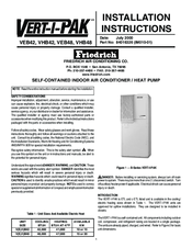 Friedrich VERT-I-PAK VEB42 Installation Instructions Manual
