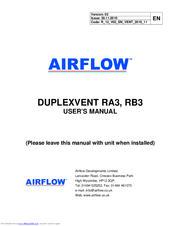 Airflow DUPLEXVENT RB3 User Manual