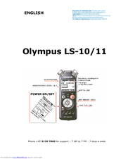 Olympus LS-11 Quick Manual
