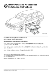 BMW 5 Series touring (E 39/2) LHD Installation Instructions Manual