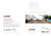 Mitsubishi Electric ecodan Homeowner Quick Start Manual