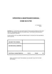 Wascomat EXSM 350 HI-TEK Operating & Maintenance Manual