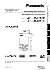 Panasonic AVCCAM AG-HMR10G Operating Insructions