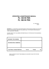 Wascomat FL 125 HI-TEK Operating & Maintenance Manual