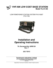 Technisonic Industries Limited TiL-91-DE Installation And Operating Instructions Manual