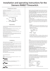 Siemens RWB27 Timeswitch Installation And Operating Instructions Manual